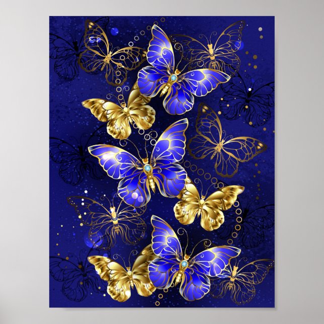 Composition with Sapphire Butterflies Poster (Front)