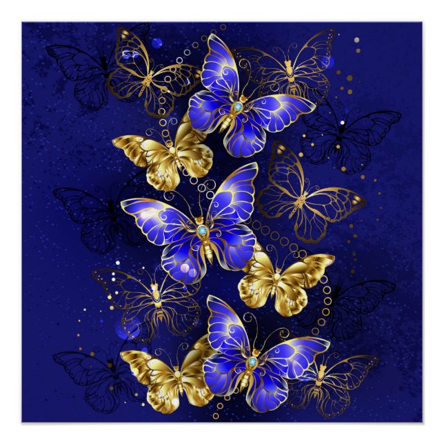Composition with Sapphire Butterflies Poster (Front)