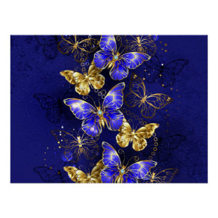 Composition with Sapphire Butterflies Poster