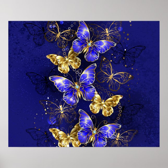Composition with Sapphire Butterflies Poster (Front)