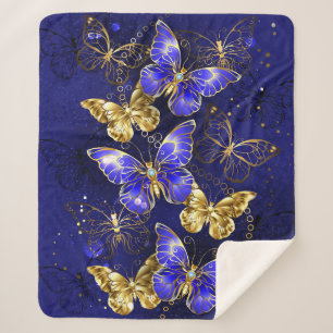 Composition with Sapphire Butterflies Sherpa Blanket