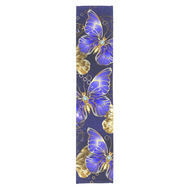 Composition with Sapphire Butterflies Short Table Runner (Front)