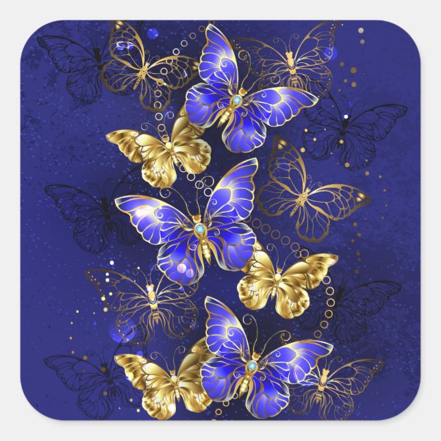 Composition with Sapphire Butterflies Square Sticker (Front)