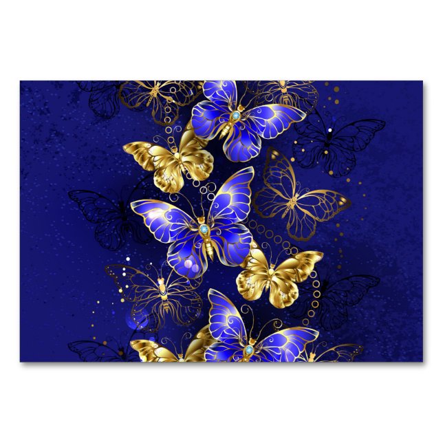Composition with Sapphire Butterflies Table Number (Front)