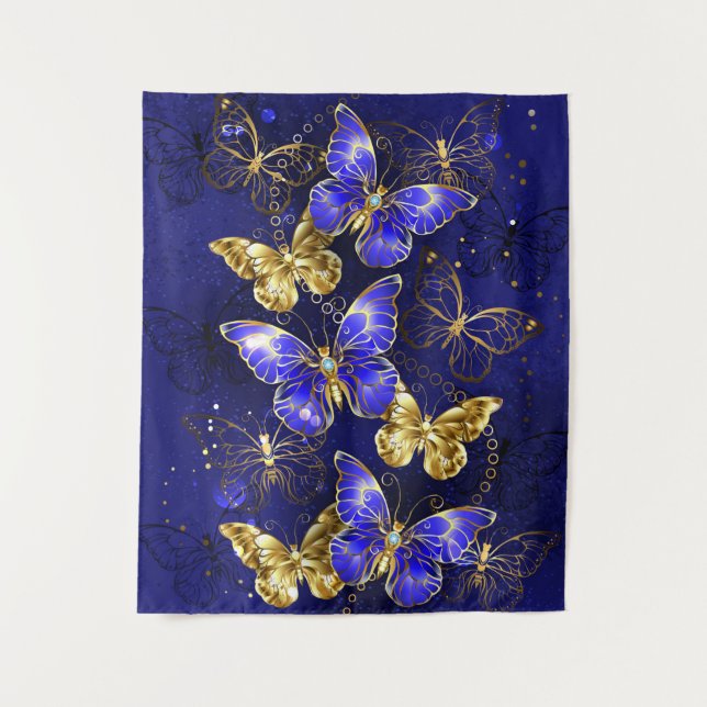 Composition with Sapphire Butterflies Tapestry (Front)