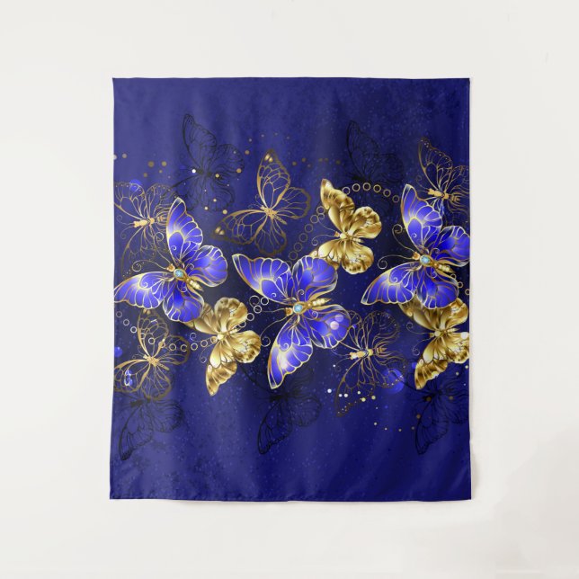 Composition with Sapphire Butterflies Tapestry (Front)