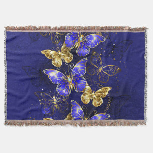 Composition with Sapphire Butterflies Throw Blanket