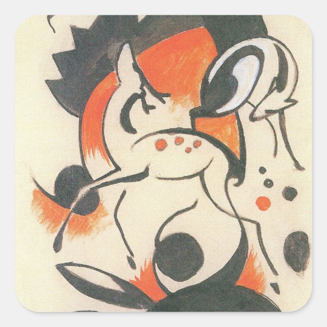 Composition with Two Deer by Franz Marc Square Sticker (Front)