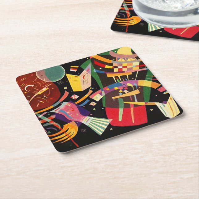 Composition X Biomorphic Abstraction -  Kandinsky Square Paper Coaster (Angled)