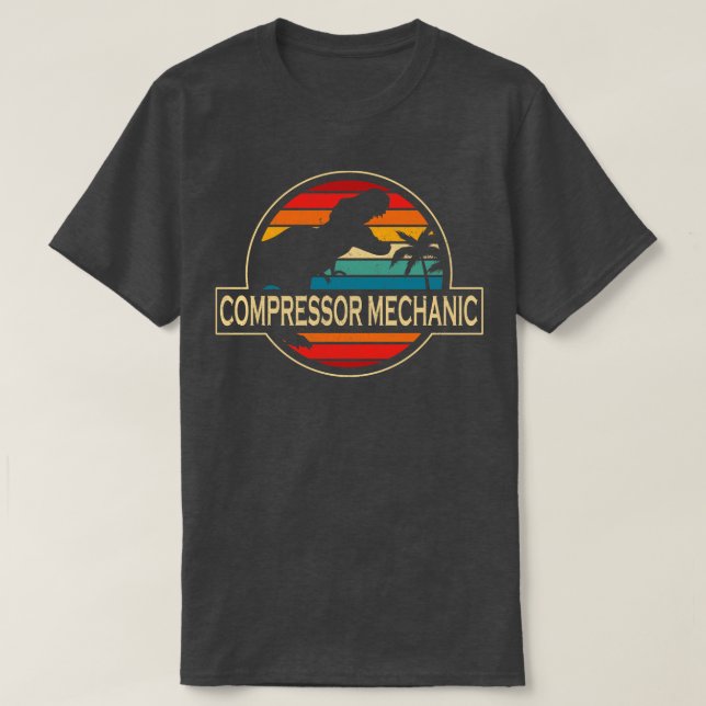 Compressor Mechanic Dinosaur T-Shirt (Design Front)