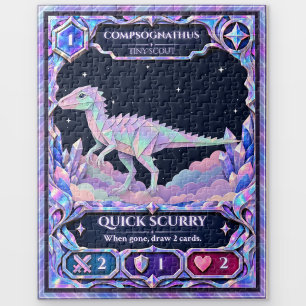 Compsognathus Dinosaur, Rainbow Foil Art Jigsaw Puzzle