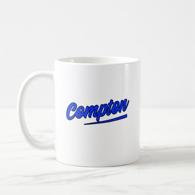 Compton California Blue Typography Coffee Mug (Left)