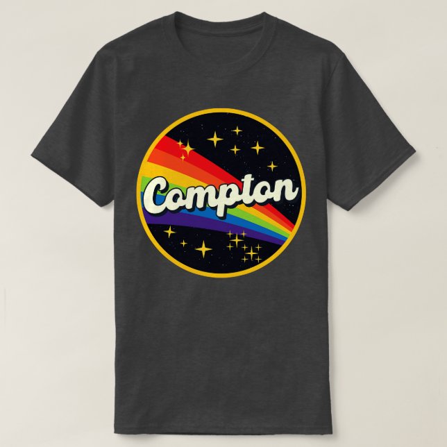 Compton Rainbow In Space Vintage Style T-Shirt (Design Front)