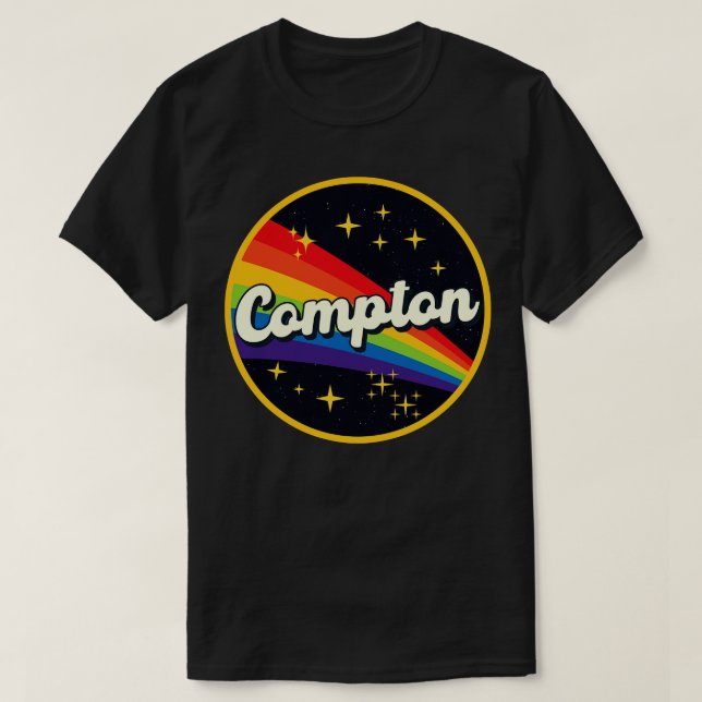 Compton Rainbow In Space Vintage Style T-Shirt (Design Front)