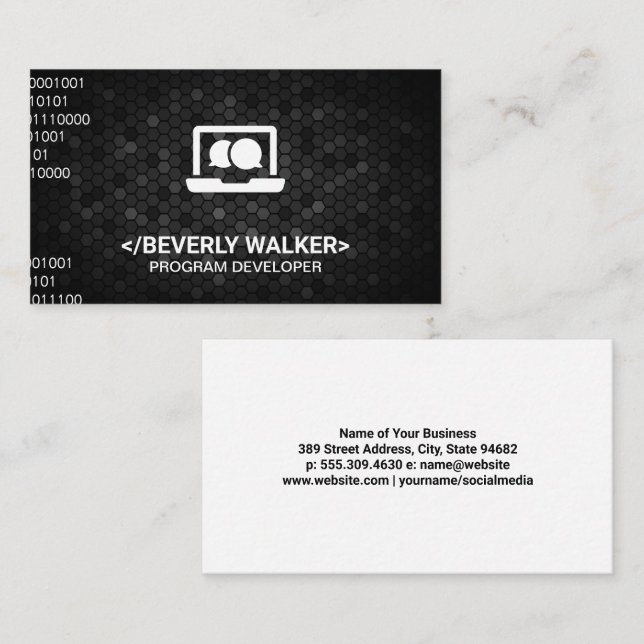 Computer and Chat Icon Business Card (Front/Back)