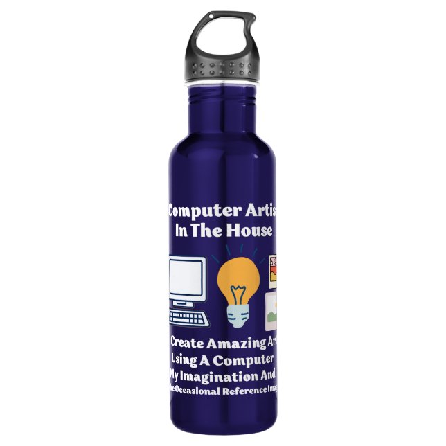 Computer artist in the house  710 ml water bottle (Front)