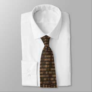 "Computer/Binary Code - Brown" Tie