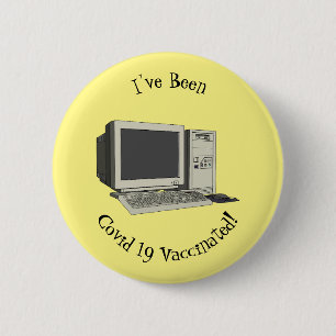 Computer cartoon illustration 6 cm round badge