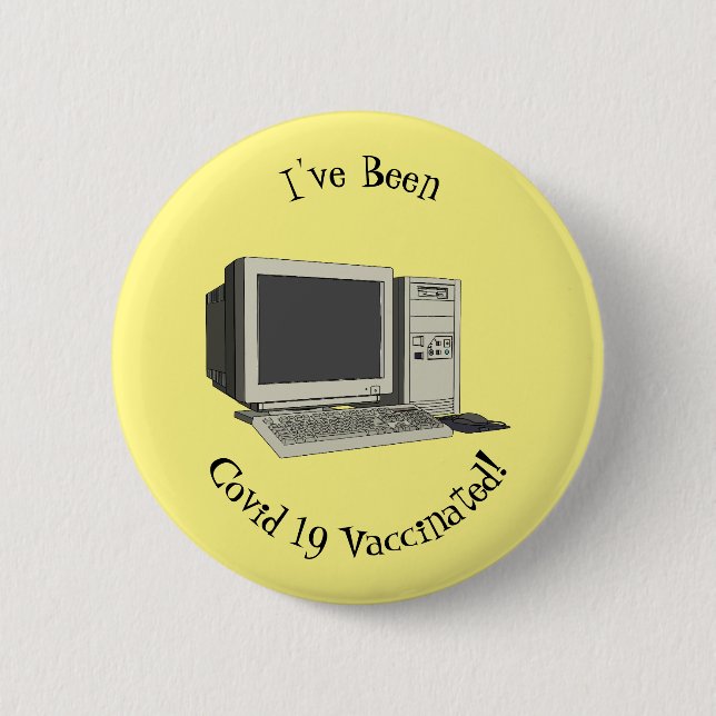 Computer cartoon illustration 6 cm round badge (Front)