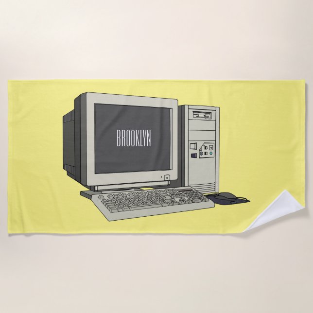 Computer cartoon illustration  beach towel (Front)