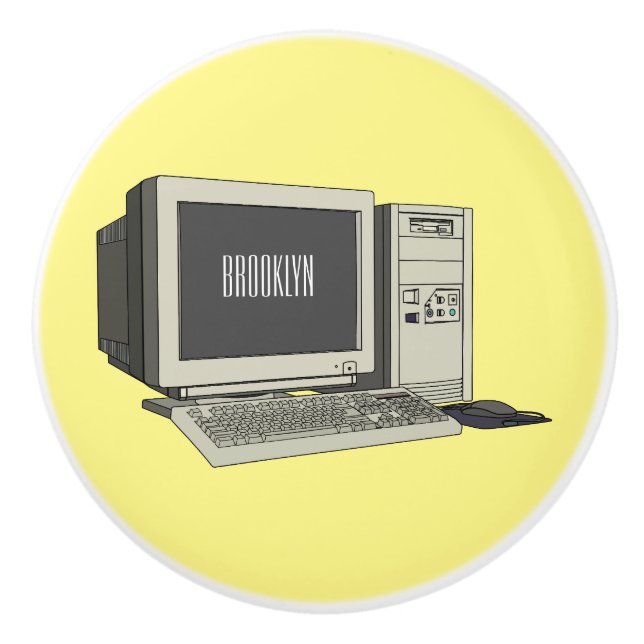 Computer cartoon illustration  ceramic knob (Front)