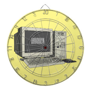 Computer cartoon illustration dartboard
