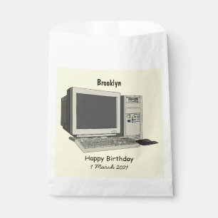 Computer cartoon illustration favour bags