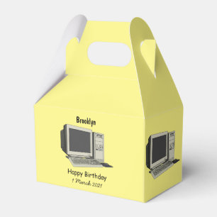 Computer cartoon illustration favour box