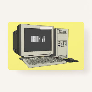 Computer cartoon illustration ID badge