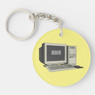 Computer cartoon illustration  key ring