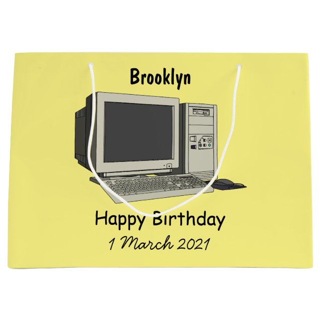 Computer cartoon illustration large gift bag (Front)