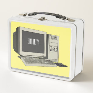 Computer cartoon illustration metal lunch box