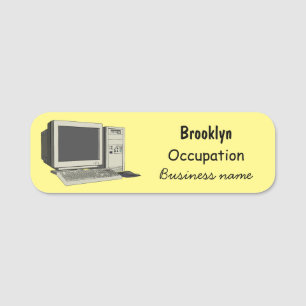Computer cartoon illustration name tag