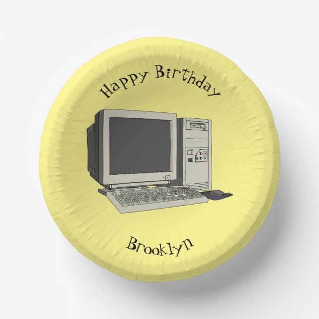 Computer cartoon illustration paper plate (Front)