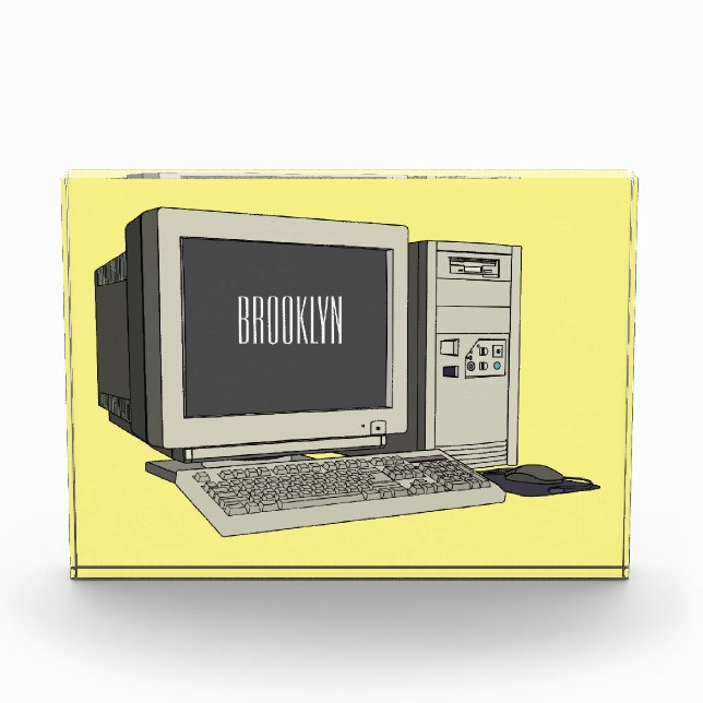 Computer cartoon illustration  photo block (Front)