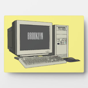 Computer cartoon illustration plaque