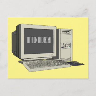 Computer cartoon illustration  postcard