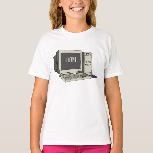 Computer cartoon illustration  T-Shirt (Front)