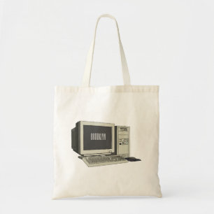 Computer cartoon illustration  tote bag