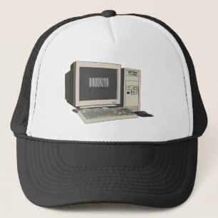 Computer cartoon illustration trucker hat
