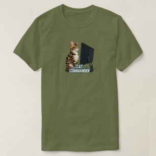 Computer Cat Commander Linux Bengal  T-Shirt