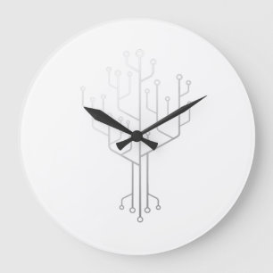 Computer Chip Tree Programmer Coder Engineer Tech Large Clock