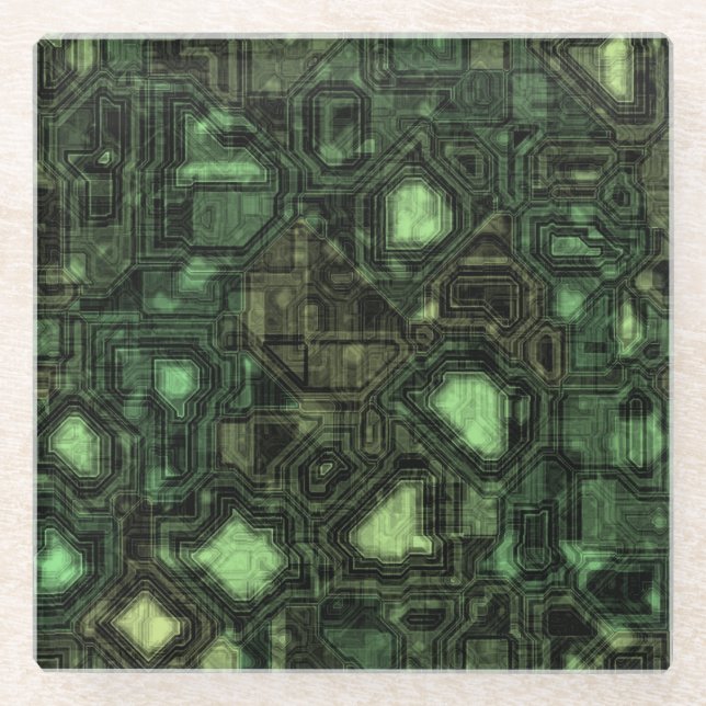 Computer circuit background glass coaster (Front)