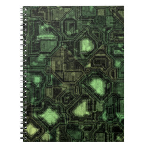 Computer circuit background spiral notebook