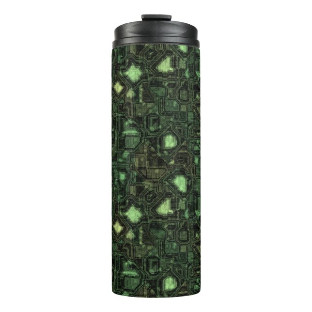 Computer circuit background thermal tumbler (Front)