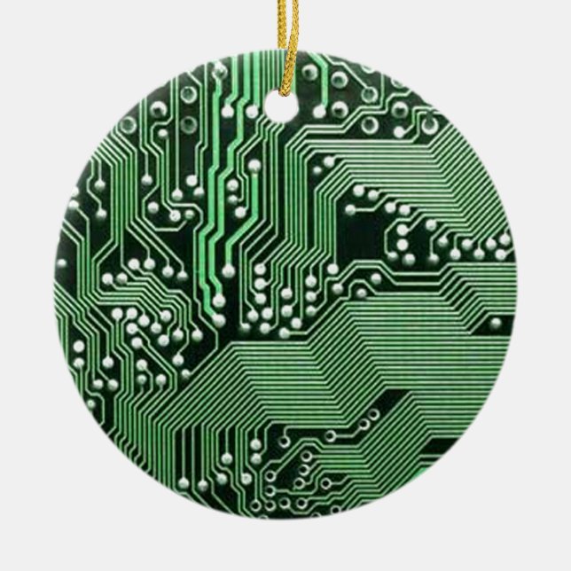 Computer circuit board ceramic tree decoration (Front)