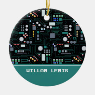 Computer Circuit Board Custom Name Ceramic Tree Decoration