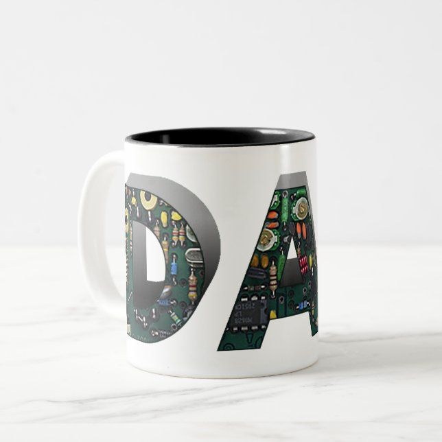 Computer Circuit Board Dad Two-Tone Coffee Mug (Front Left)