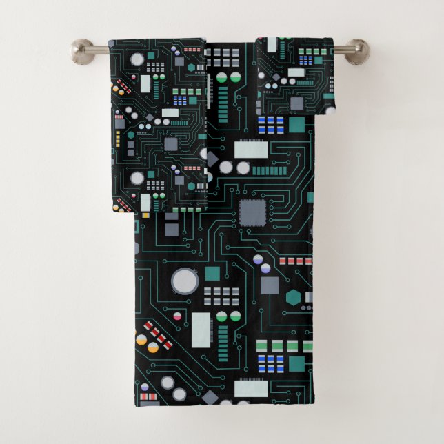 Computer Circuit Board Home Decor Bath Towel Set (Insitu)