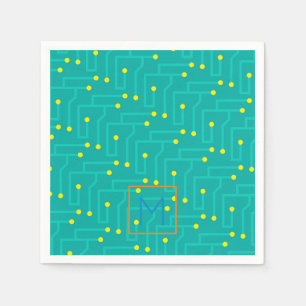 Computer Circuit Board INITIAL Modern Colourful Napkin